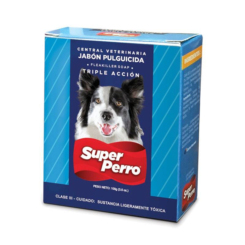 Jabón Antipulgas para Perros Super Perro – Jabón Pulguicida con Ingredientes Naturales, Elimina Pulgas y Garrapatas, Limpieza Profunda y Suave para la Piel