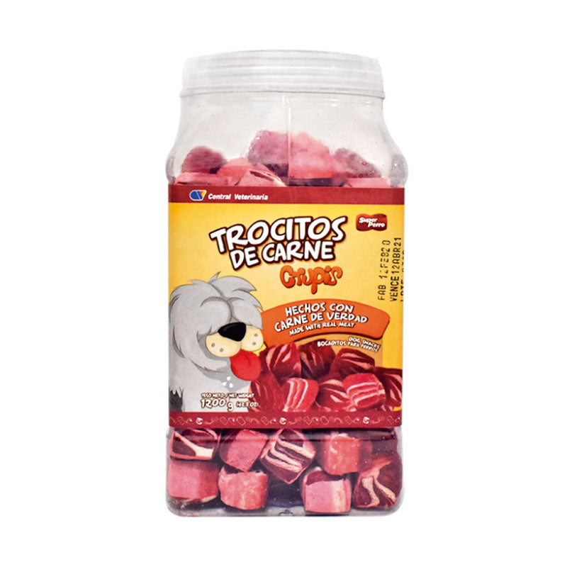 Crupi‘s Trocitos de Carne – Textura Suave Meat Texture, Ideal para Perros Exigentes, Mezcla con Pienso o Como Snack