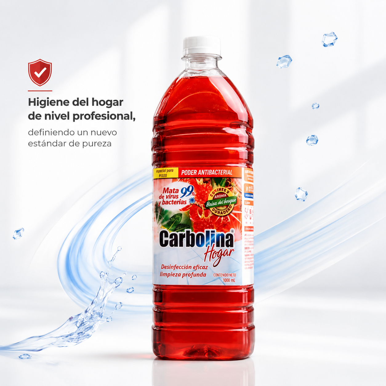 Desinfectante para el Hogar Carbolina Hogar – 1L Brisa del Bosque (También disponible en Cítricos y Lavanda) | Aroma Fresco, Elimina Bacterias, Multisuperficie