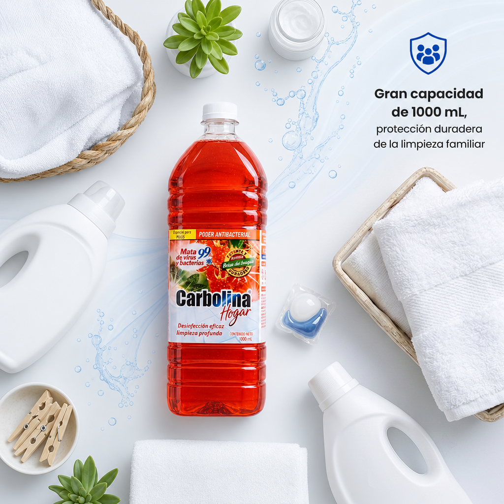 Desinfectante para el Hogar Carbolina Hogar – 1L Brisa del Bosque (También disponible en Cítricos y Lavanda) | Aroma Fresco, Elimina Bacterias, Multisuperficie