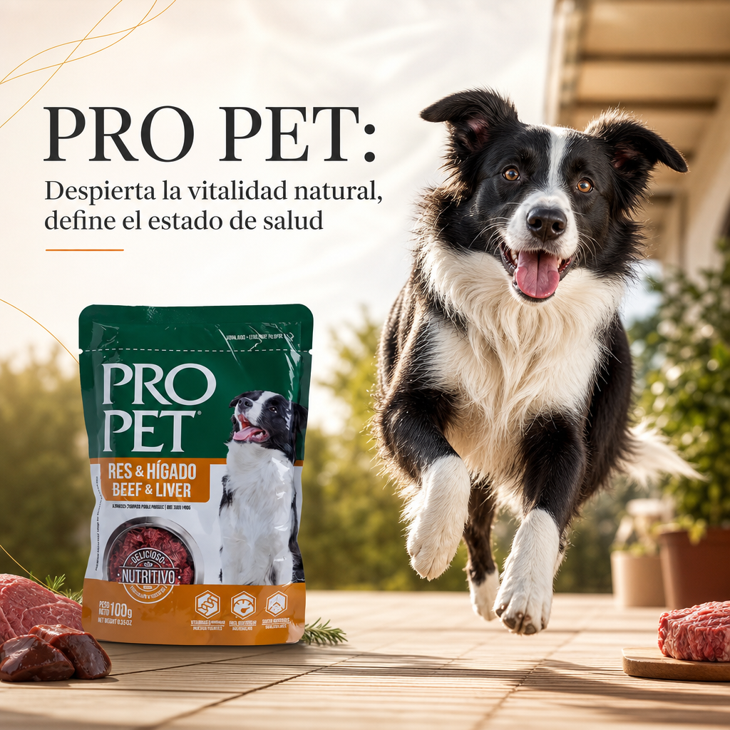 Pro Pet Alimento Húmedo para Perros – Bolsa de 100g de Res e Hígado, Receta Premium Sin Granos, Completa y Balanceada para Perros Adultos, Alto Contenido de Proteína