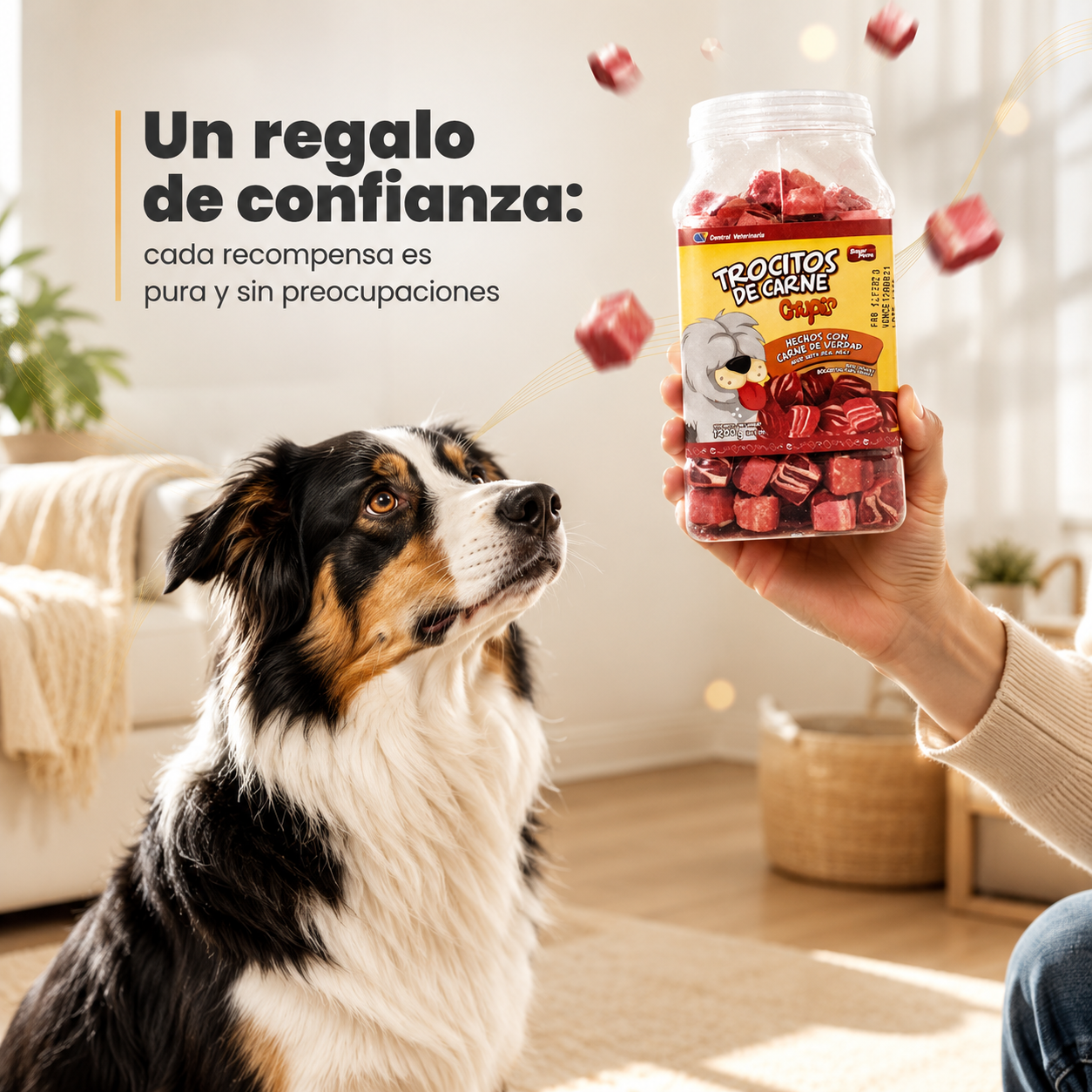 Crupi‘s Trocitos de Carne – Textura Suave Meat Texture, Ideal para Perros Exigentes, Mezcla con Pienso o Como Snack