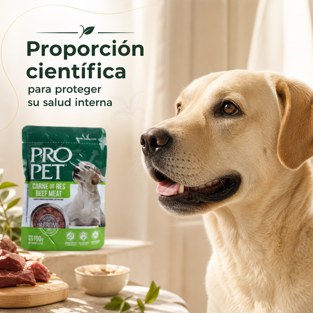 Pro Pet Alimento Húmedo para Perros – Bolsa de 100g de Carne de Res, Receta Premium Sin Granos, Completa y Balanceada para Perros Adultos, Alto Contenido de Proteína, 100% Res Real