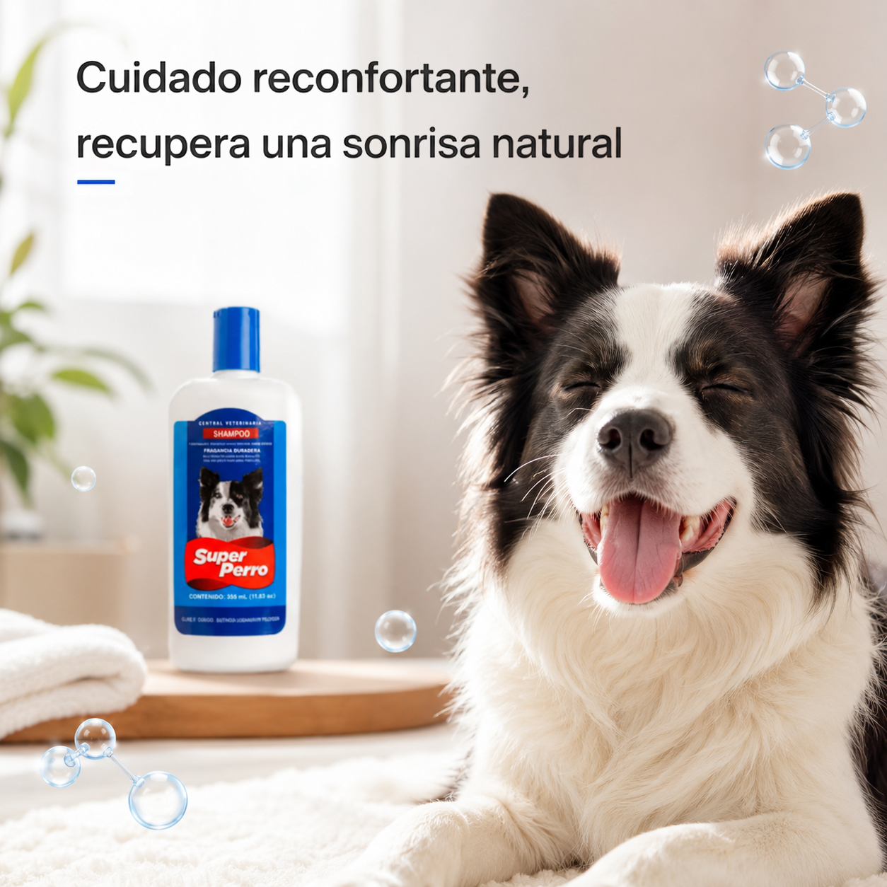 Champú Antipulgas para Perros Super Perro – Fórmula Suave con Aceites Naturales, Elimina Pulgas y Garrapatas, Deja el Pelaje Brillante y Saludable