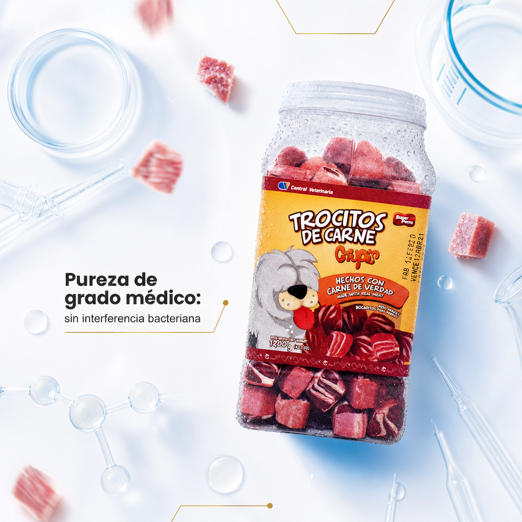 Crupi‘s Trocitos de Carne – Textura Suave Meat Texture, Ideal para Perros Exigentes, Mezcla con Pienso o Como Snack