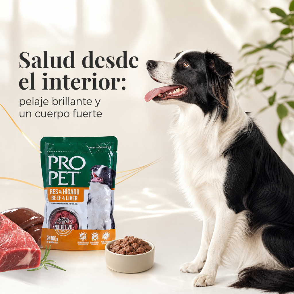 Pro Pet Alimento Húmedo para Perros – Bolsa de 100g de Res e Hígado, Receta Premium Sin Granos, Completa y Balanceada para Perros Adultos, Alto Contenido de Proteína